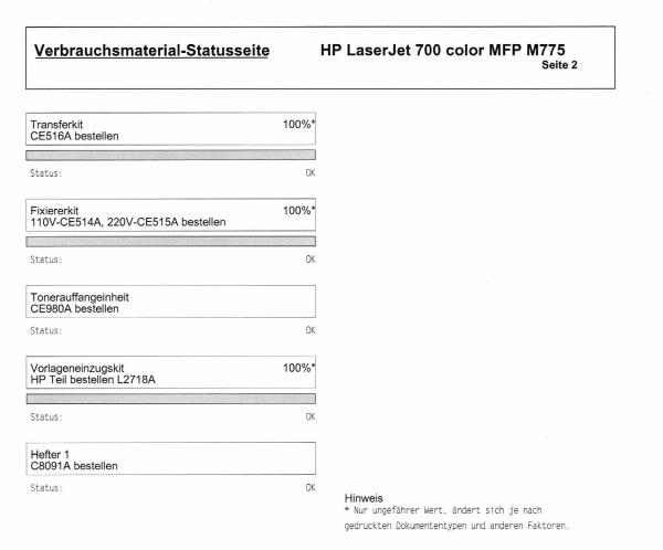 HP LaserJet 700 color MFP M775 CC524A gebraucht - 123.300 gedr.Seiten